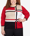 ALFRED DUNNER PLUS SIZE PARK PLACE COLORBLOCK PLAID SWEATER