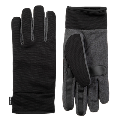 Isotoner Signature Men's Lined Water Repellent Tech Stretch Gloves In Dark Charcoal Heathered