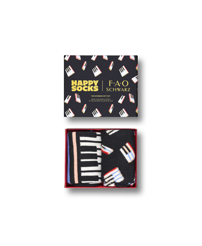 Happy Socks Men's X Fao Schwarz Piano Socks Gift Set, Pack Of 2 In Black