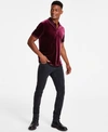 GUESS MENS RIO SHORT SLEEVE VELOUR POLO SHIRT SLIM FIT TAPERED LEG JEANS