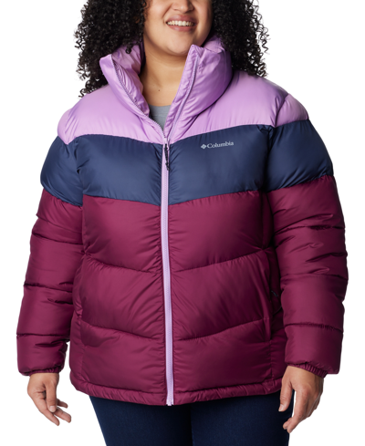 Columbia Plus Size Puffect Colorblocked Jacket In Marionberry,no