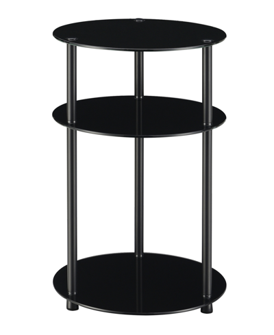 Convenience Concepts 15.75" Glass Designs2go 3 Tier Round Table In Black Glass