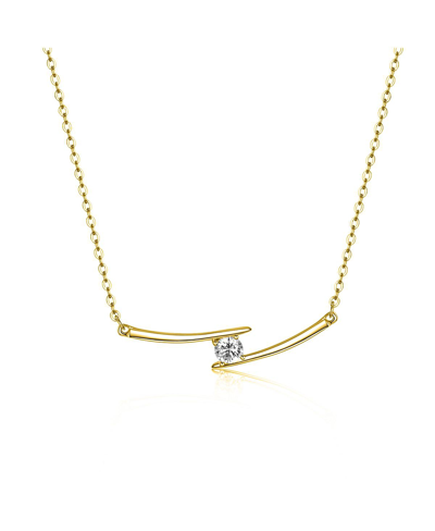 Stella Valentino Sterling Silver 14k Yellow Gold Plated With 0.30ctw Lab Created Moissanite Necklace