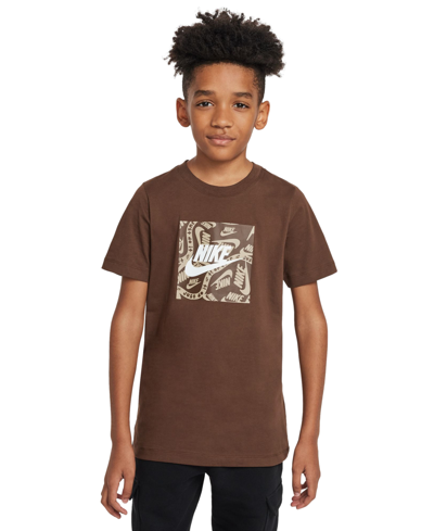 Nike Big Kids Sportswear Relaxed-fit Logo T-shirt In Cacao Wow