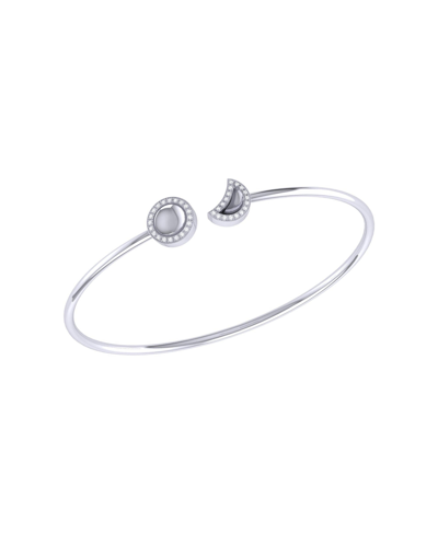 Luvmyjewelry Moon Phases Adjustable Diamond Cuff In Sterling Silver In Grey