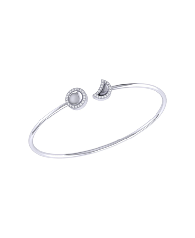 Luvmyjewelry Moon Phases Adjustable Diamond Cuff In Sterling Silver In White