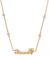 GIRLS CREW 18K GOLD-PLATED CRYSTAL HOWDY SCRIPT CHOKER PENDANT NECKLACE, 13" + 3" EXTENDER