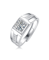 STELLA VALENTINO STERLING SILVER WHITE GOLD PLATED 1CTW PRINCESS CUT LAB CREATED MOISSANITE SOLITAIRE PAVE TRIM ENGAG