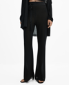 Mango Metallic Flare Leg Pants In Black