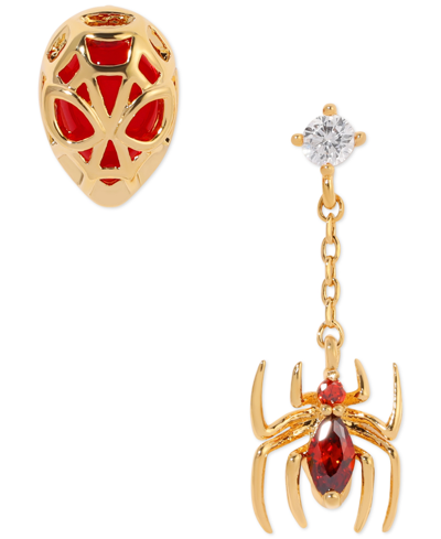 Girls Crew Color Crystal Spiderman Mismatch Stud & Drop Earrings In Gold