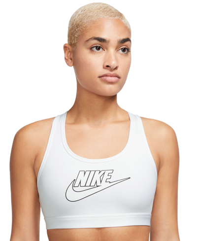 Nike Women's Swoosh Logo Medium-support Padded Sport Bra In White