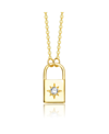 STELLA VALENTINO STERLING SILVER 14K GOLD PLATED WITH 0.60CTW LAB CREATED MOISSANITE PADLOCK PENDANT NECKLACE