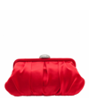 Nina Concord Pleated Satin Frame Clutch In Stone