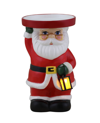 Mr. Christmas Lit Ceramic Candle Pedestal, Santa In Red
