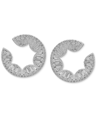 Anne Klein Silver-tone Crystal Circle Stud Earrings