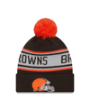 NEW ERA PRESCHOOL BOYS AND GIRLS NEW ERA BROWN CLEVELAND BROWNS REPEAT CUFFED KNIT HAT WITH POM