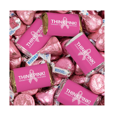 Just Candy 131 Pcs Breast Cancer Awareness Chocolate Hershey's Candy (1.65 Lbs Approx. 131 Pcs) Think Pink Ribb