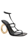 FERRAGAMO 'ELINA' BLACK SANDALS WITH SCULPTURAL GANCINI HEEL IN LEATHER WOMAN