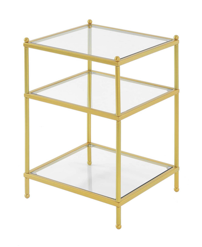 Convenience Concepts 16.25" Glass Royal Crest 3 Tier End Table In Clear Glass,gold-tone Tubing With Powde