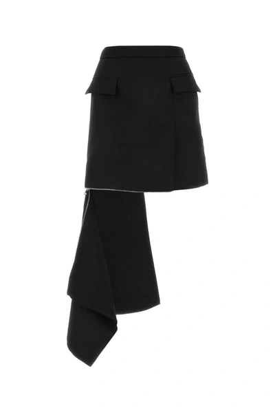 Alexander Mcqueen Zip Slash Mini Skirt In Black