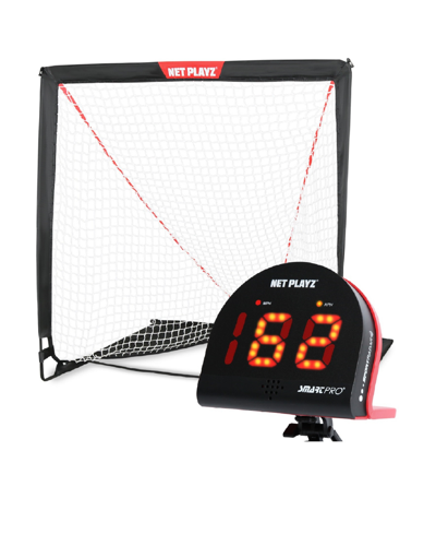 Net Playz Lacrosse Combo, Lacrosse Practice Net And Speed Radar Gift Set Training Equipment For Lacrosse Playe In Black