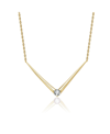 STELLA VALENTINO 14K GOLD PLATED WITH EMERALD CUBIC ZIRCONIA SOLITAIRE CHEVRON LAYERING NECKLACE IN STERLING SILVER
