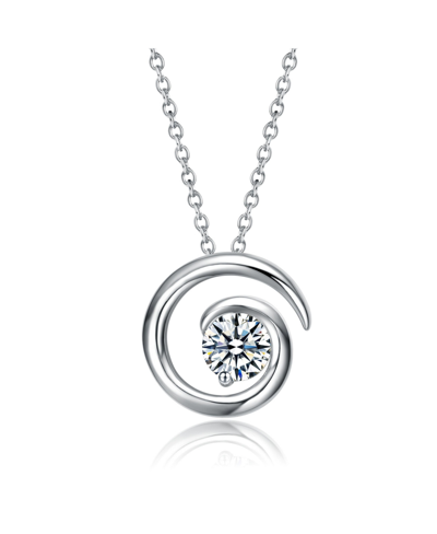 Stella Valentino Sterling Silver With 1ct Lab Created Moissanite Open Eternity Circle Swirl Pendant Necklace