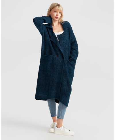Belle & Bloom Born To Run Sustainable Sweater Coat In Blue