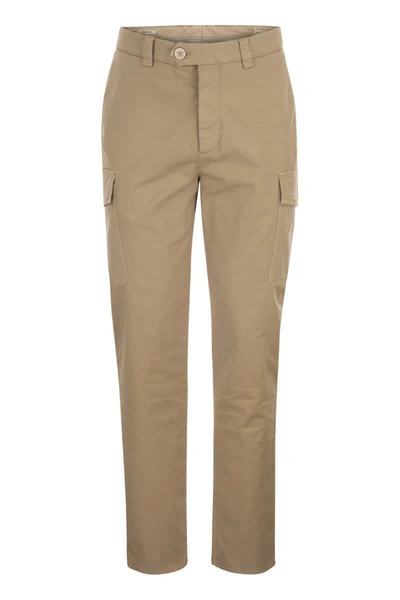 Brunello Cucinelli Garment-dyed Leisure Fit Trousers In Beige