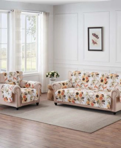 Greenland Home Fashions Somerset Reversible Floral Gingham Furniture Protector Collection In Gold