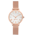 Nine West Women's Quartz Rose Gold-tone Stainless Steel Mesh Band Watch, 31mm In Rose Gold-tone