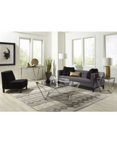 Macy's Aria Living Room Collection In Pol Stainless Steel,smoked Glass