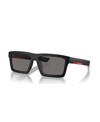 Prada Linea Rossa Rectangle-frame Sunglasses In Matte Black