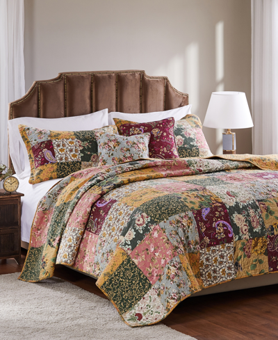 Greenland Home Fashions Antique Chic Cotton Authentic Patchwork 5 Piece Quilt Set, Full/queen In Multi