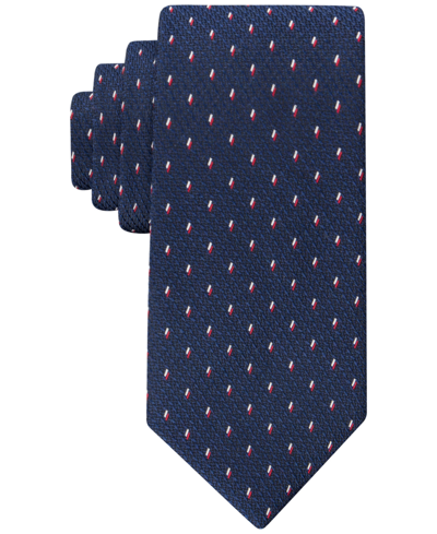 Tommy Hilfiger Men's Textured Geo-print Tie In Navy Red