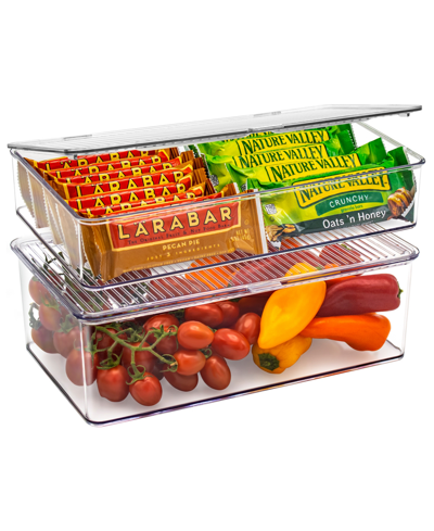 Sorbus 2-piece Plastic Storage Organizers With Lids For Fridge And Pantry Set In Clear