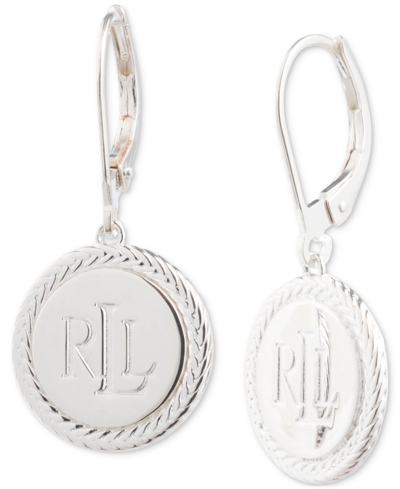 Lauren Ralph Lauren Logo Drop Earrings In Sterling Silver