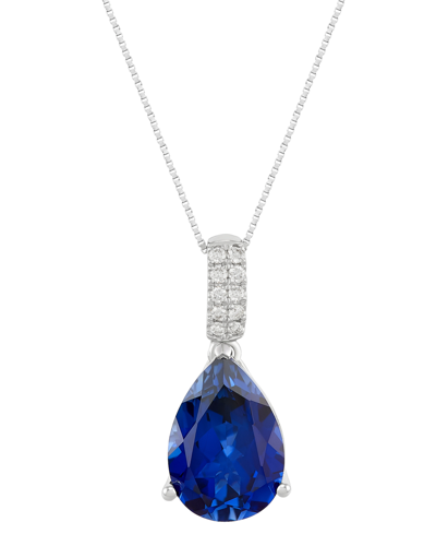 Grown With Love Lab Grown Sapphire (5 Ct. T.w.) & Lab Grown Diamond (1/10 Ct. T.w.) 18" Pendant Necklace In 14k Whit