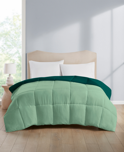 Home Design Lightweight Reversible Down Alternative Microfiber Comforter, Twin/xl Created For Macy's In Green