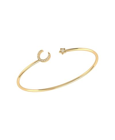Luvmyjewelry Moonlit Star Adjustable Diamond Cuff In 14k Yellow Gold Vermeil On Sterling Silver