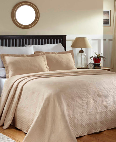 Superior Geometric Fret Textured Jacquard Matelasse All-season 3-piece Bedspread Set, Queen In Bisque