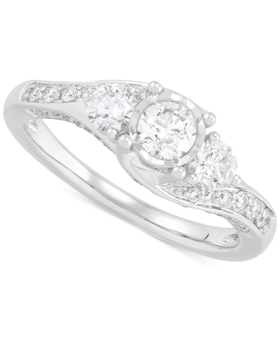 Macy's Diamond Swirl Engagement Ring (1 Ct. T.w.) In 14k White Gold