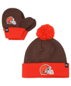 47 BRAND LITTLE BOYS AND GIRLS '47 BRAND BROWN, ORANGE CLEVELAND BROWNS BAM BAM CUFFED KNIT HAT WITH POM AND 