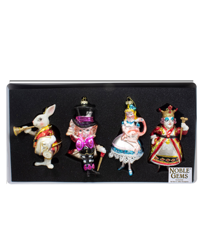 Kurt Adler 5-5.5" Noble Gems Glass Wonderland Gift Set, 4 Piece Set In Multicolored
