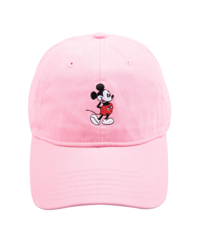 Disney Classics Disney Mickey Mouse Embroidered Cotton Adjustable Dad Hat With Curved Brim In Pink