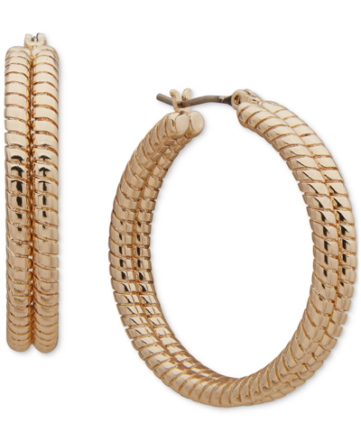 Dkny Gold-tone Thin Snake Chain Small Hoop Earrings, 1"