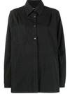 Our Legacy Oversized Long-sleeve Shirt In Antique Black Peached Cupro