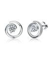 Stella Valentino Sterling Silver With 1ct Lab Created Moissanite Open Eternity Circle Swirl Stud Earrings