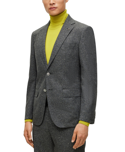 Hugo Boss Boss By  Men's Micro-pattern Slim-fit Jacket In Open Gray