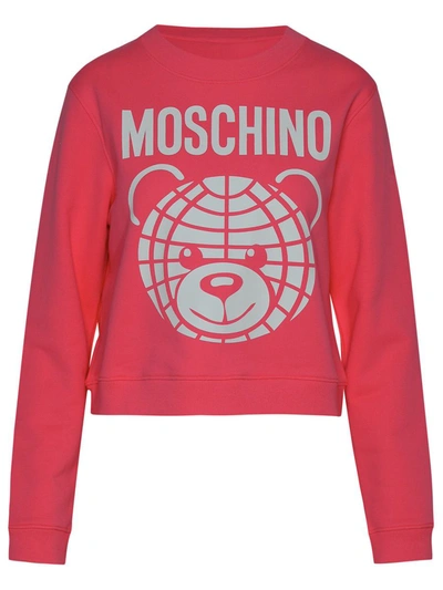 Moschino Rose Cotton Sweatshirt In Pink
